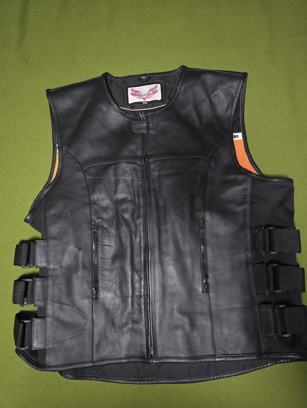 Black Leather Men’s Zip Front Vest Jacket